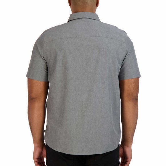 Gerry Men's Short Sleeve Woven Camp Shirt, UV Protection, Stretch, BLUE GRAYISH - Picture 3 of 4